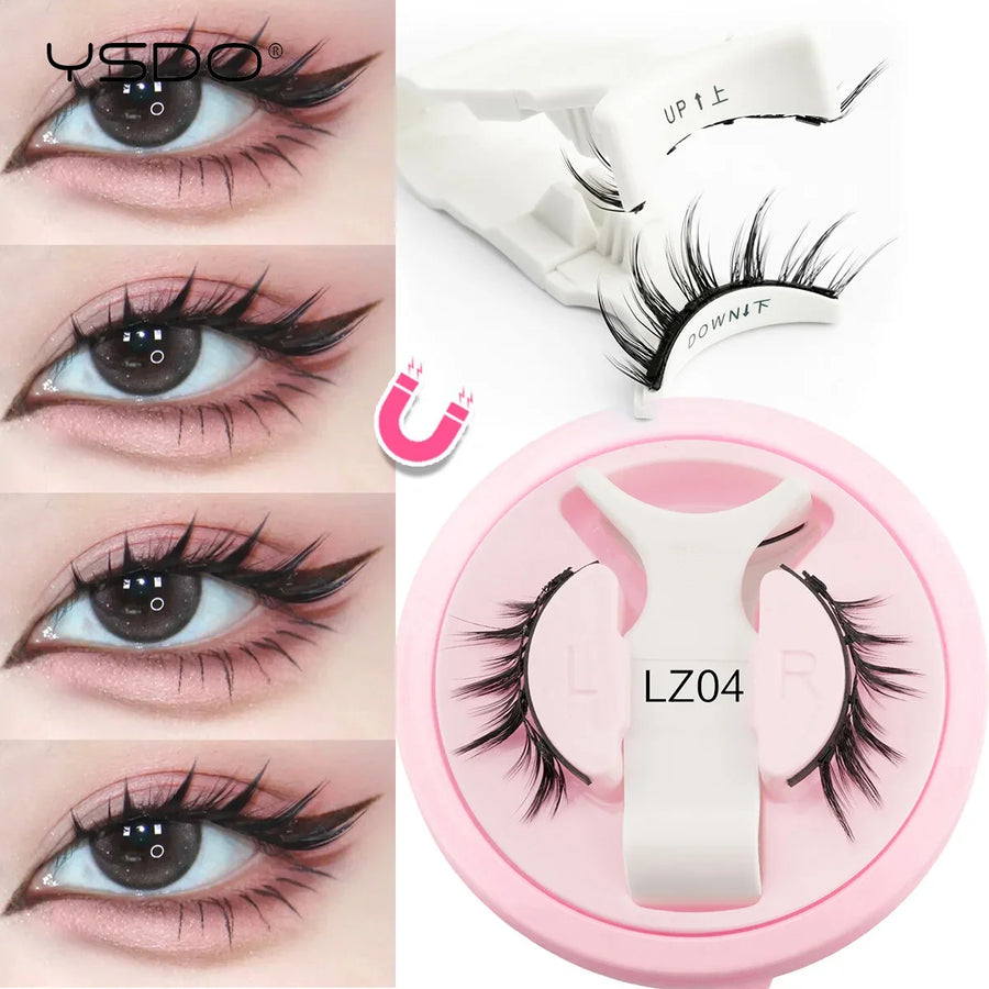 YSDO Magnetic Eyelashes Reusable Winged Magnetic 3D Mink lashes Long-Lasting No Glue Needed False Eyelashes with Tweezer Makeup